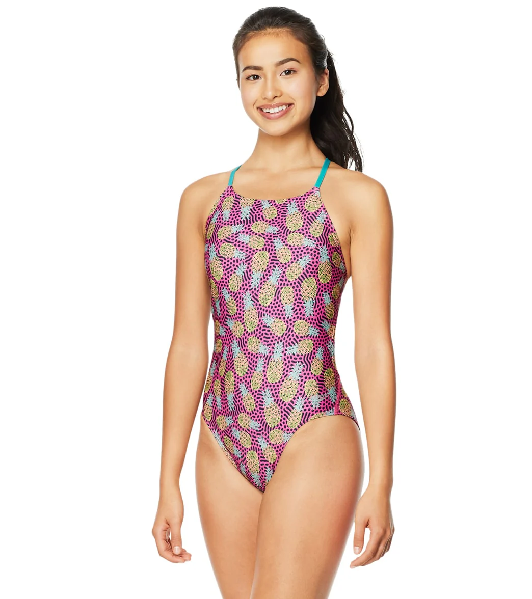 Speedo Vibe Women's Printed Tie Back One Piece Swimsuit - Image 23