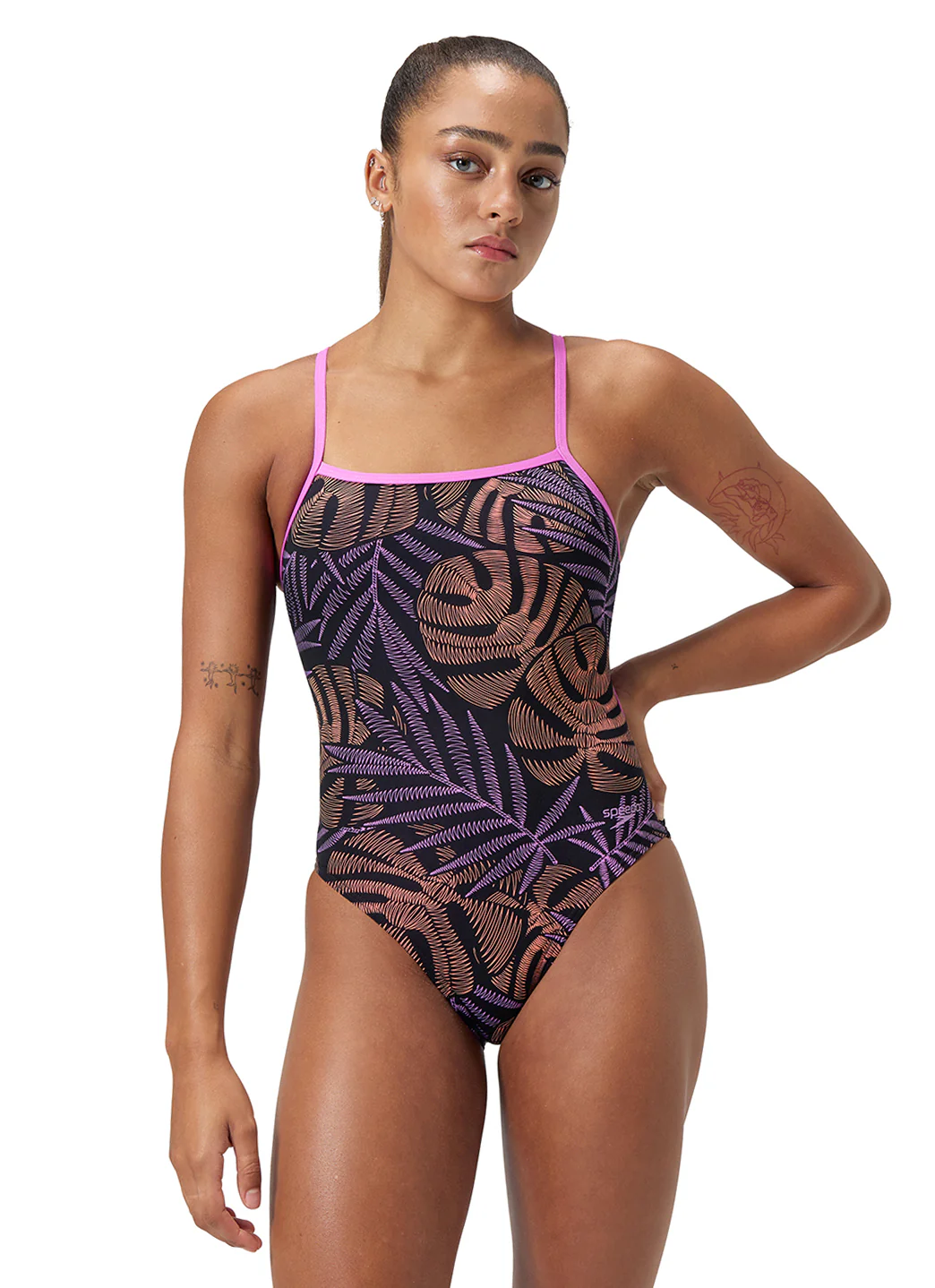 Speedo Vibe Women's Printed Web Back One Piece Swimsuit - Image 11