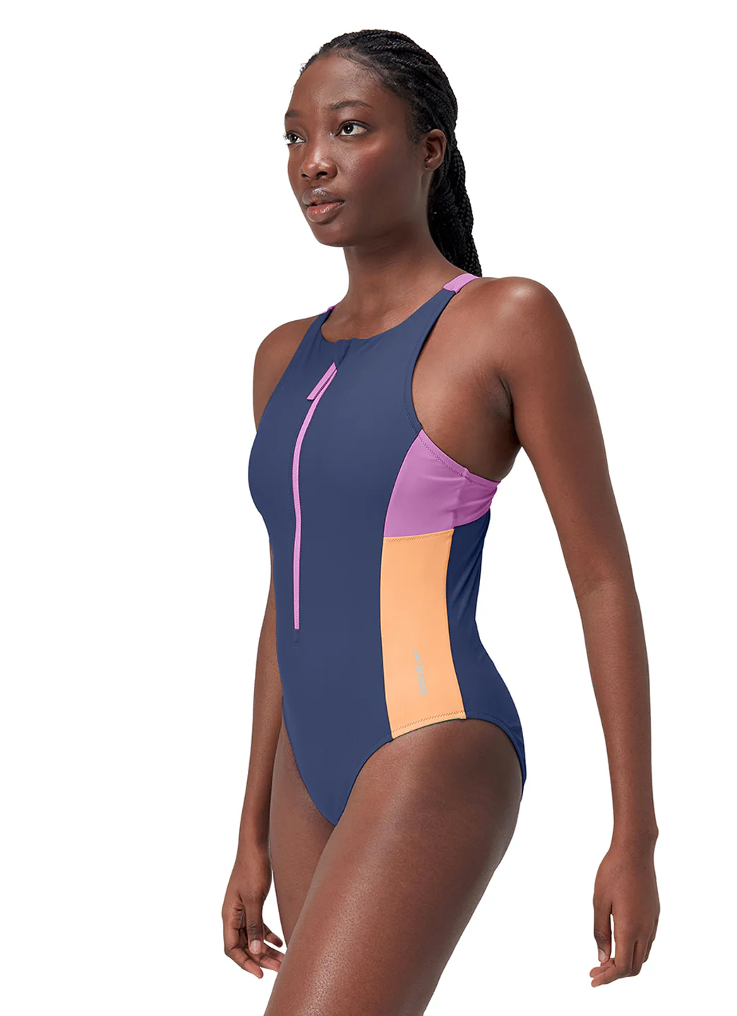Speedo Women's Color Block Zip Front One Piece Swimsuit - Image 21