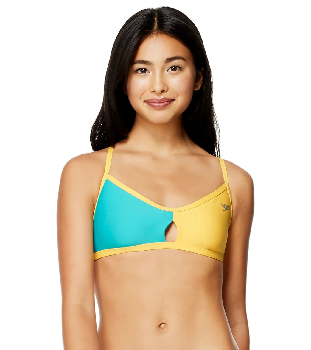 Speedo Women's Color Blocked Keyhole Tie Back Bikini Top - Image 21