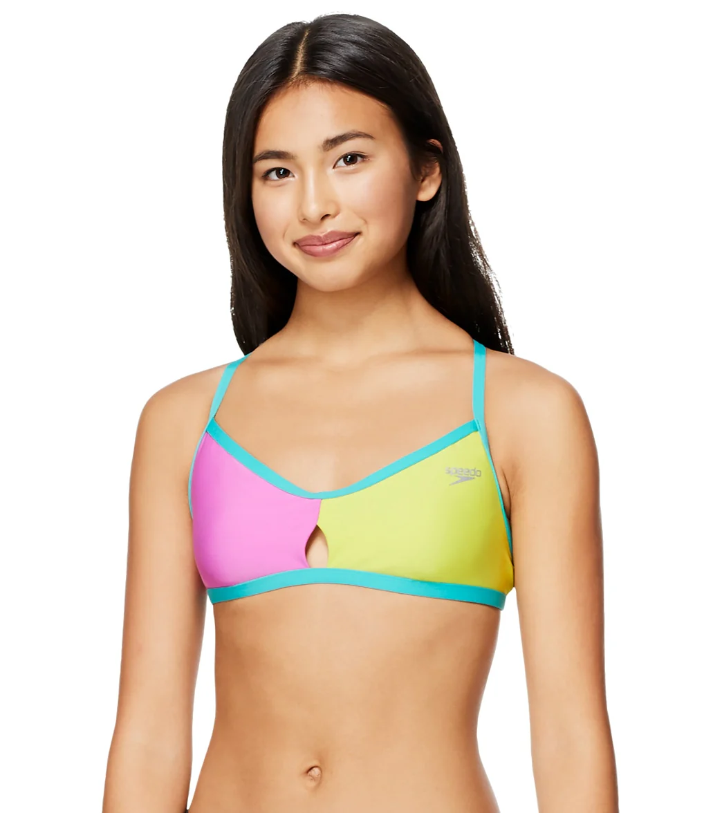 Speedo Women's Color Blocked Keyhole Tie Back Bikini Top - Image 8
