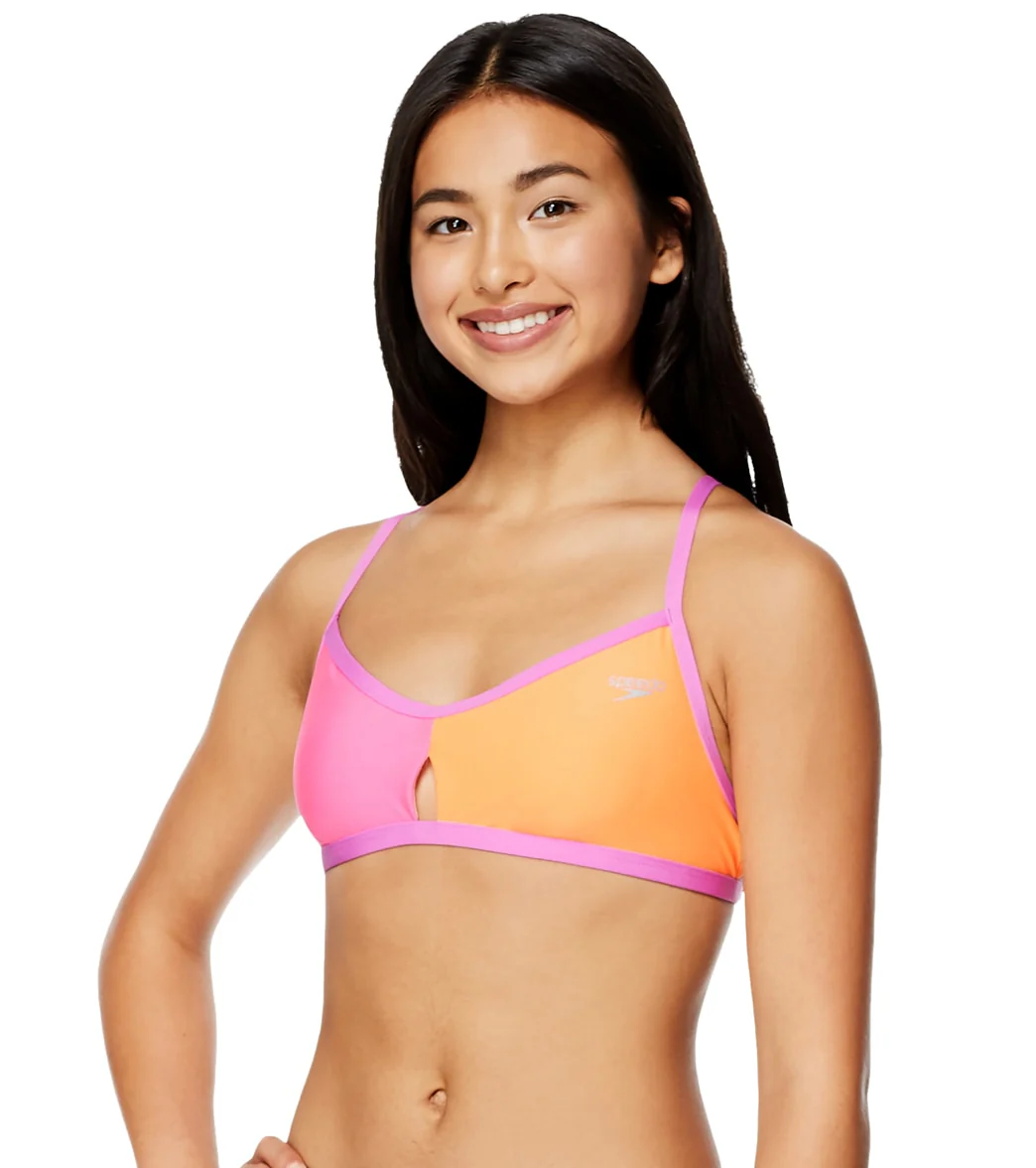 Speedo Women's Color Blocked Keyhole Tie Back Bikini Top - Image 9