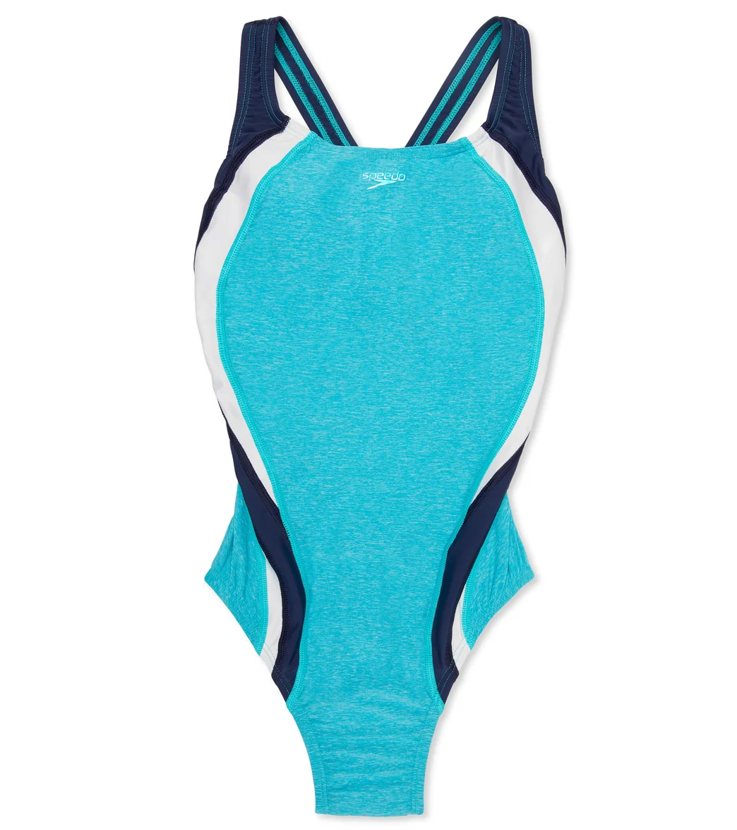 Speedo Women's Heathered Quantum Fusion Splice One Piece Swimsuit - Image 31