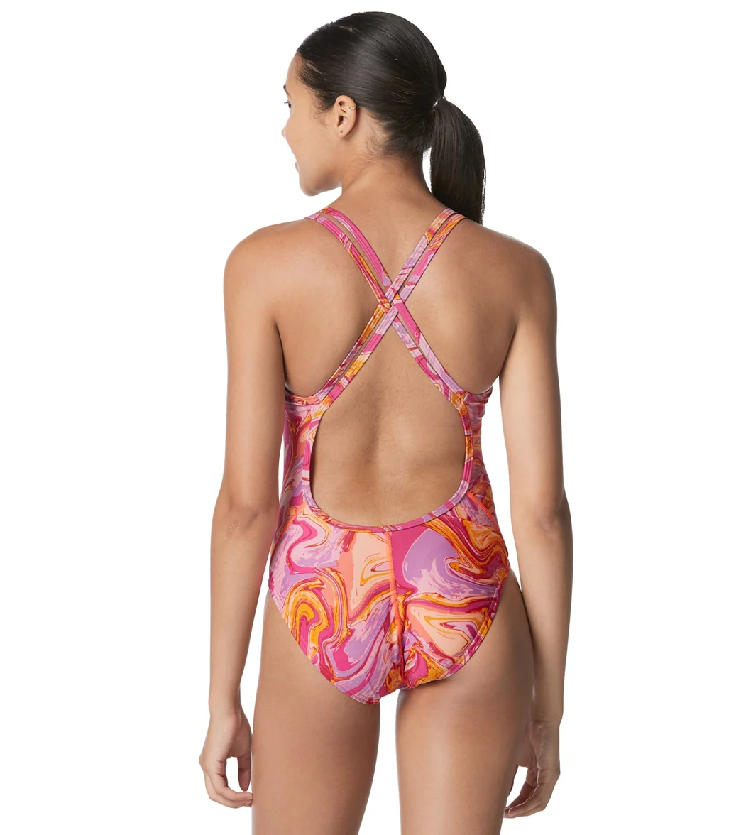 Speedo Women's Printed Volt Back One Piece Swimsuit - Image 24