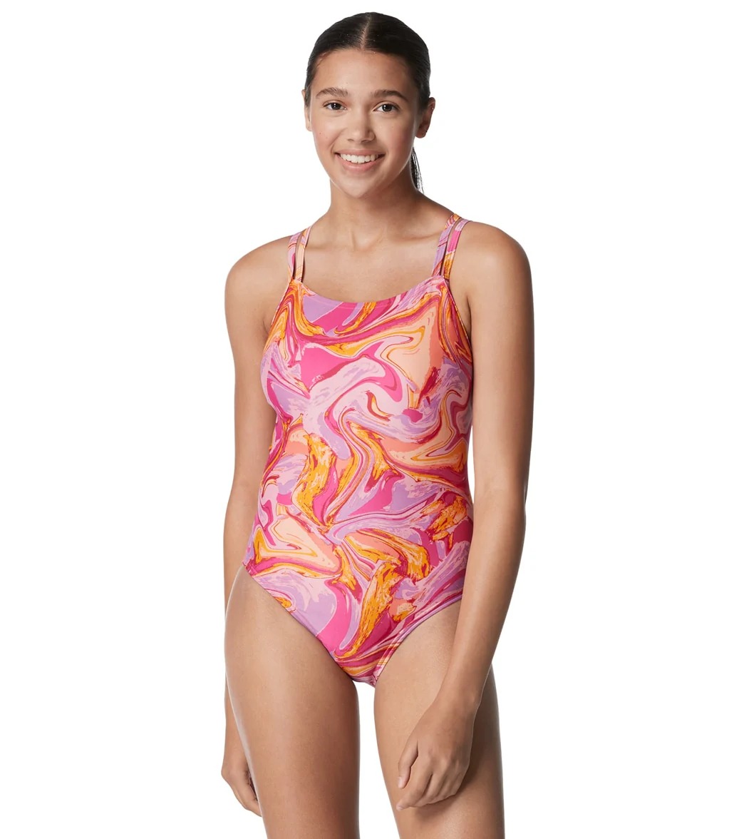 Speedo Women's Printed Volt Back One Piece Swimsuit - Image 27