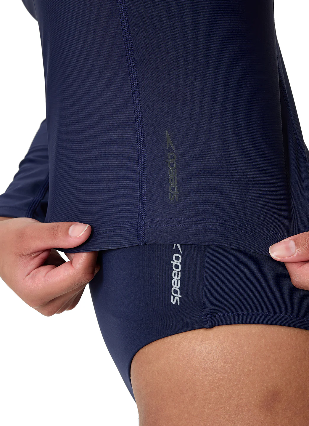 Speedo Women's Solid Front Zip Long Sleeve Rash Guard - Image 12