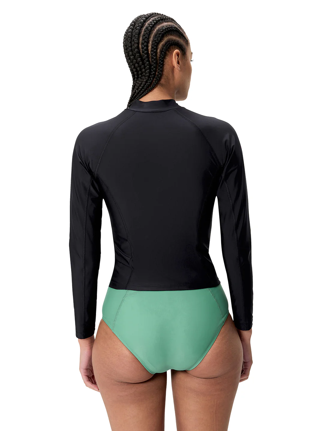 Speedo Women's Solid Front Zip Long Sleeve Rash Guard - Image 5