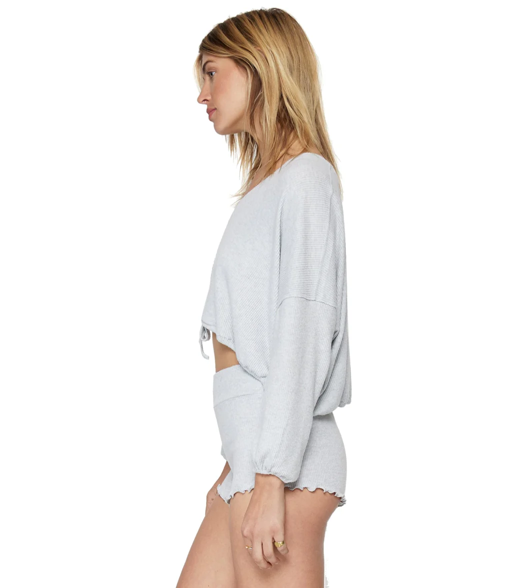 Spiritual Gangster Long Sleeve Drawstring V Neck Top - Image 2