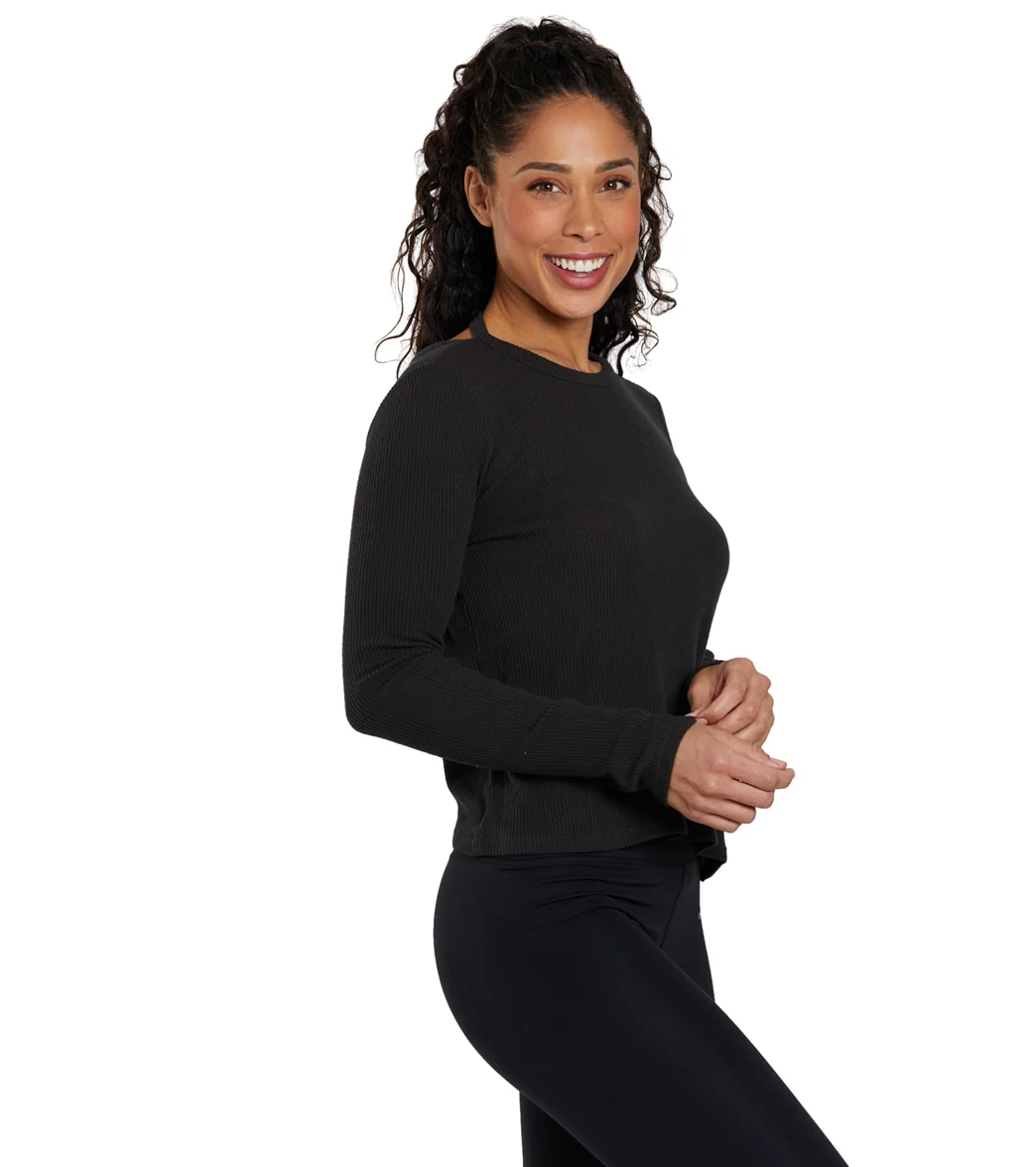 Spiritual Gangster Twist Long Sleeve Ballet Rib Top - Image 2
