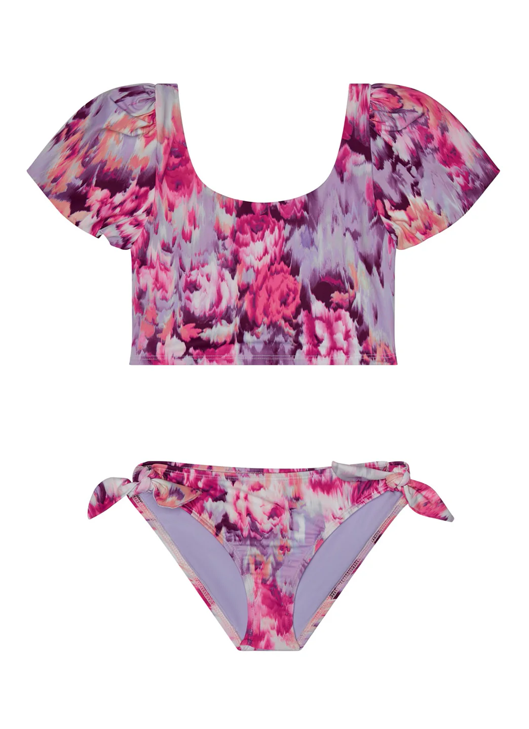 Splendid Girls' Amalfi Floral Puff Sleeve Two Piece Bikini Set (Big Kid) - Image 5