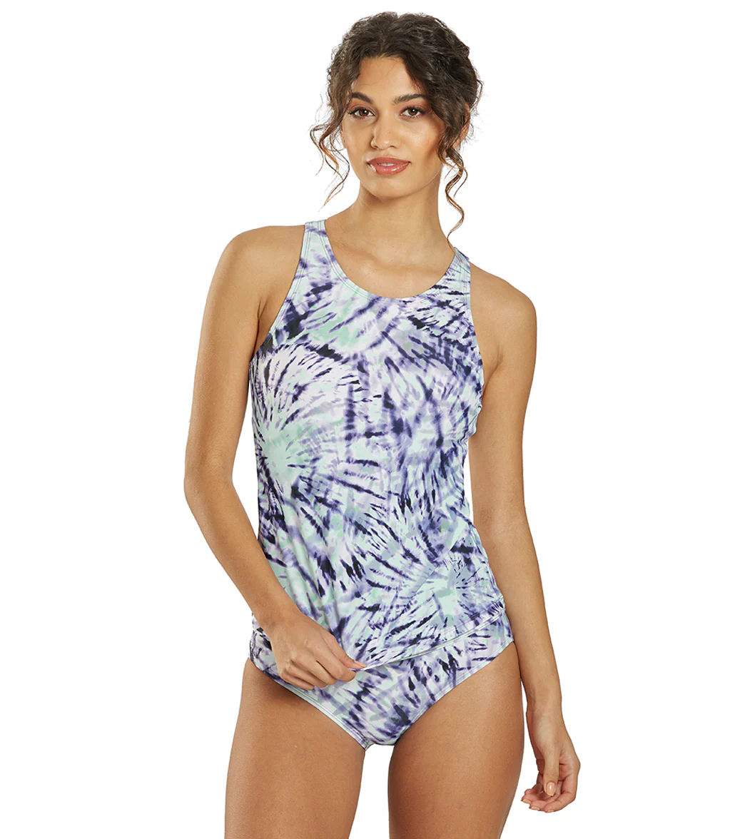 Sporti Active Moonlight Tie Dye High Neck Tankini Top - Image 3