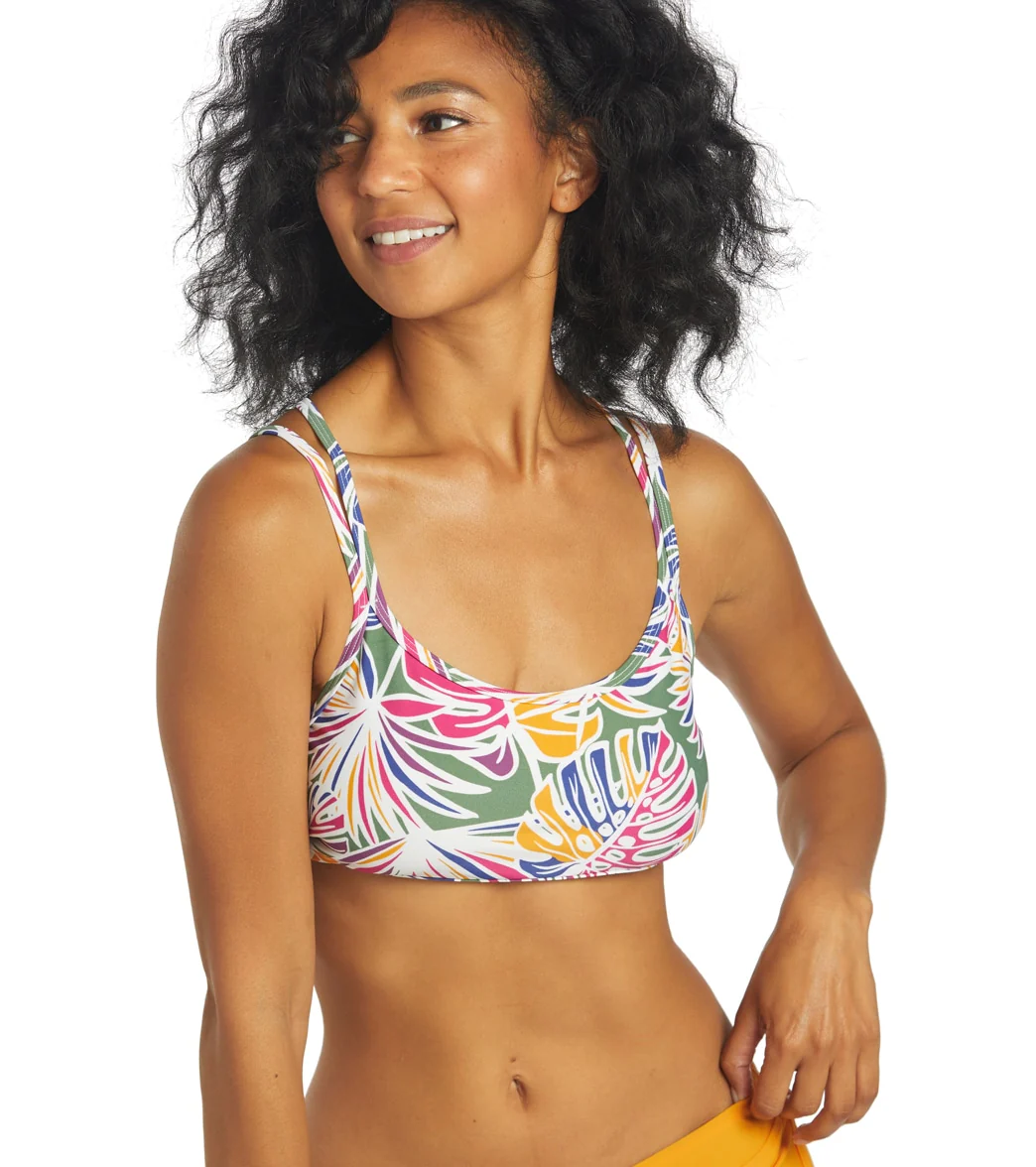 Sporti Active Tropical Palm Double Cross Workout Bikini Top - Image 2