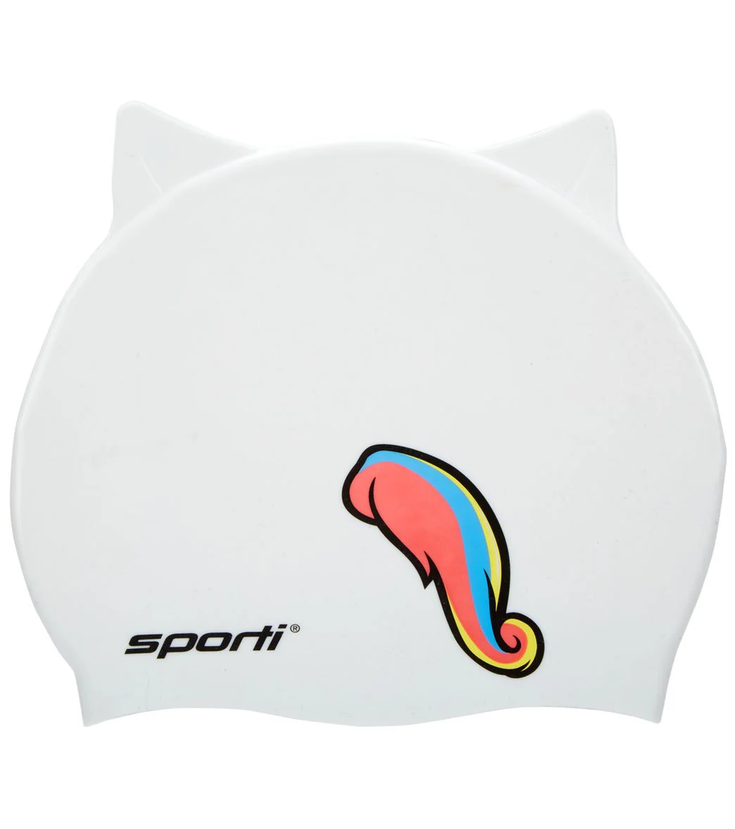 Sporti Cartoon Rainbow Unicorn Silicone Swim Cap Jr. - Image 2