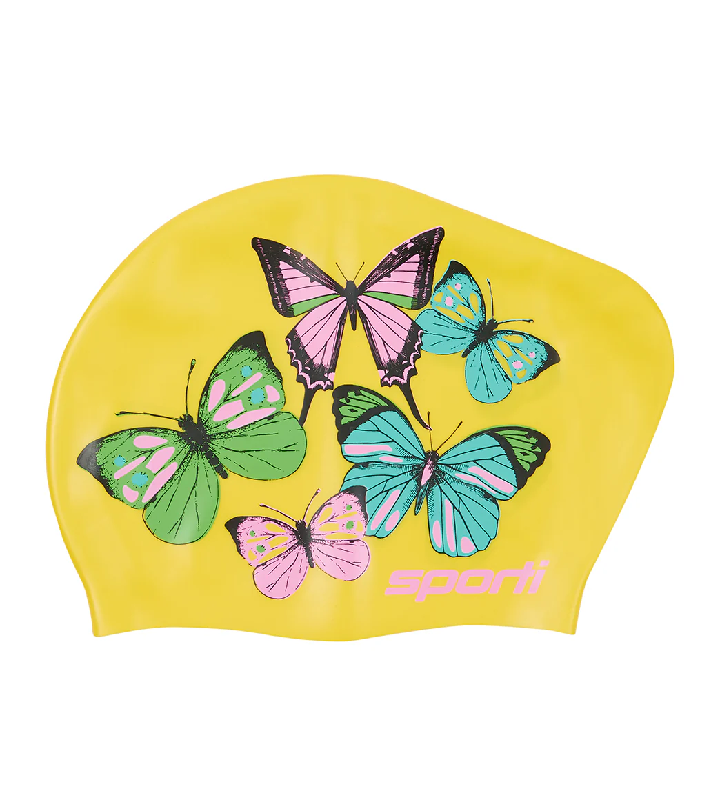 Sporti Flutter Garden Long Hair Bun Silicone Swim Cap - Image 3