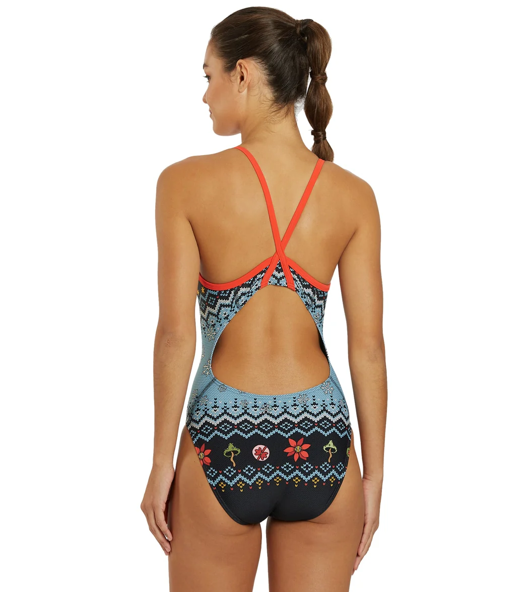 Sporti Granny Sweater Holiday Groovy Thin Strap One Piece Swimsuit - Image 8