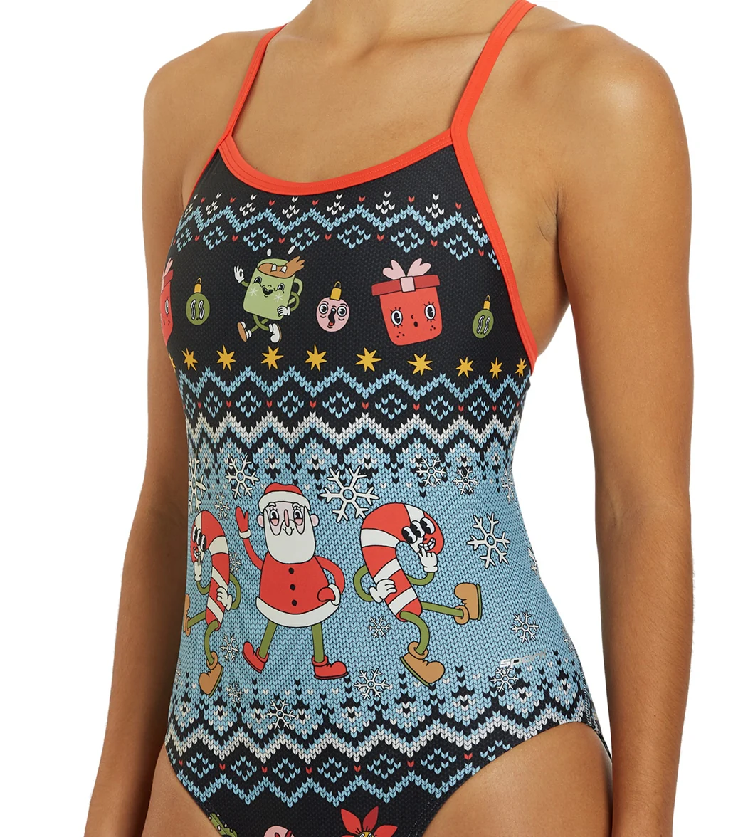 Sporti Granny Sweater Holiday Groovy Thin Strap One Piece Swimsuit - Image 9