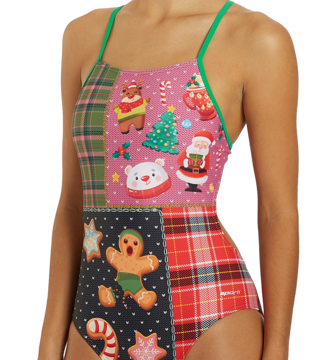 Sporti Granny Sweater Holiday Tartan Micro Back One Piece Swimsuit - Image 9