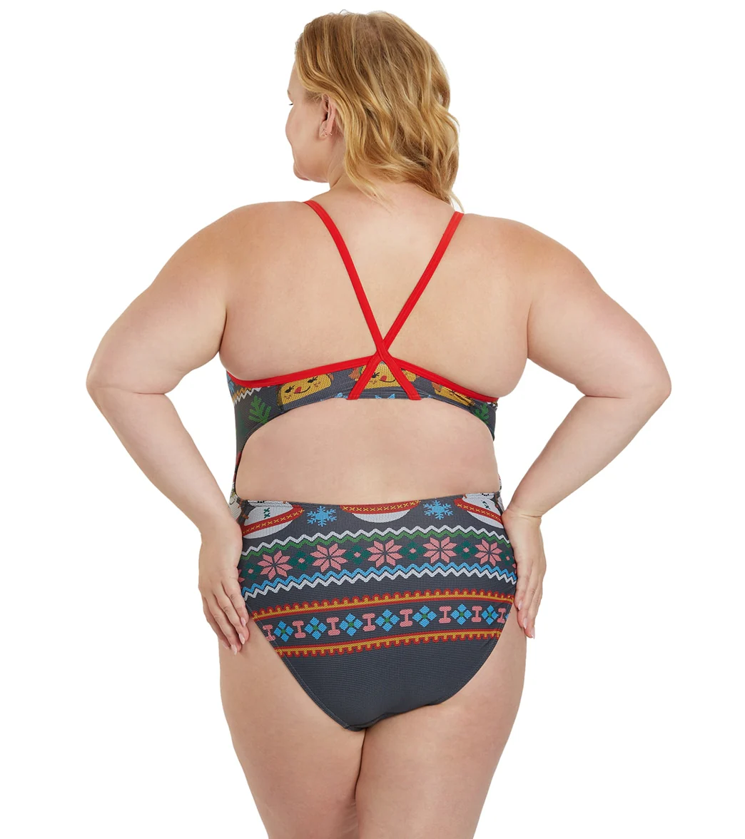 Sporti Granny Sweater Snowman Tacos Thin Strap One Piece Swimsuit - Image 12