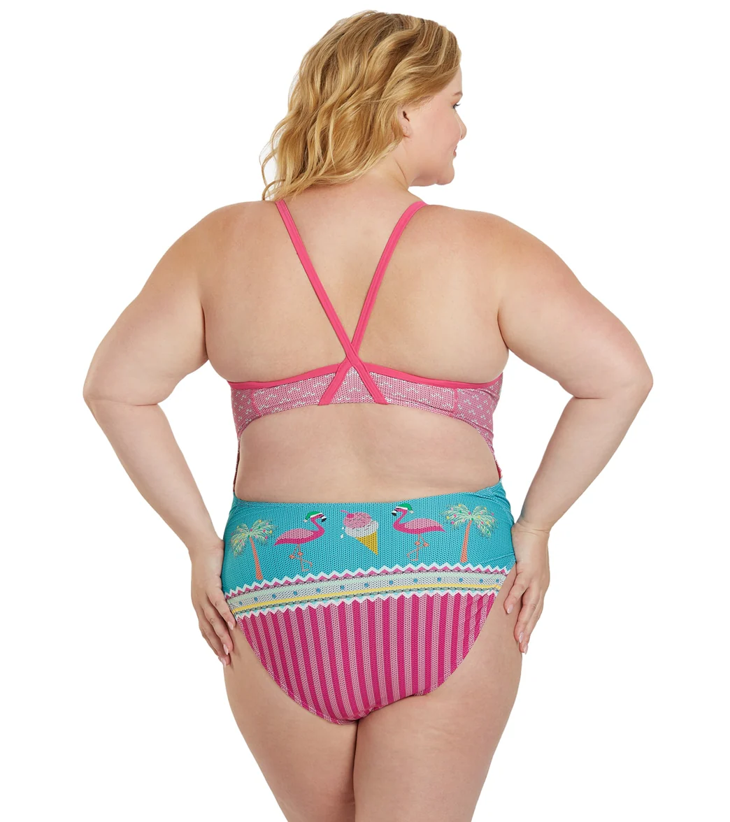 Sporti Granny Sweater Tropical Holiday Thin Strap One Piece Swimsuit - Image 11