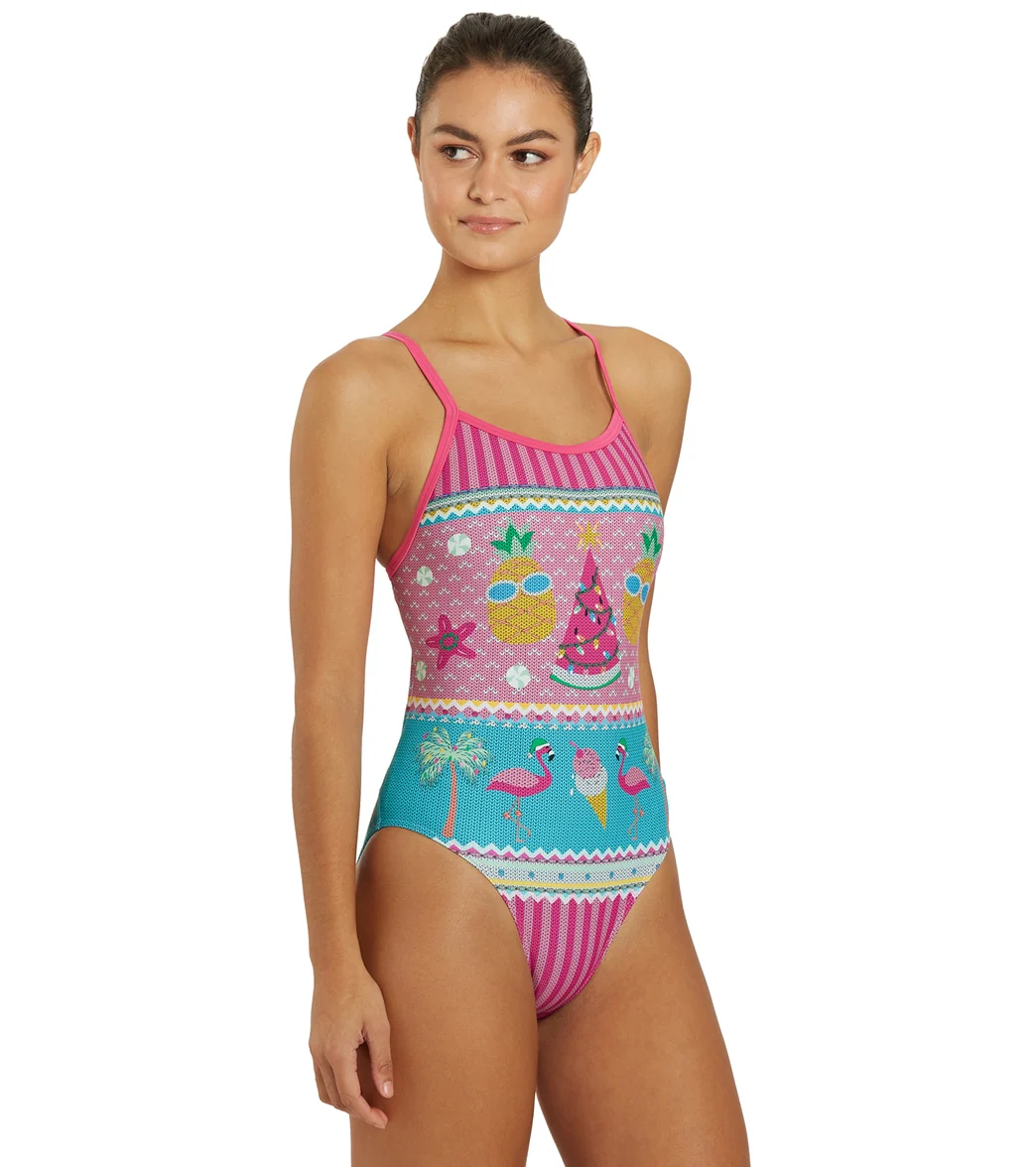 Sporti Granny Sweater Tropical Holiday Thin Strap One Piece Swimsuit - Image 7
