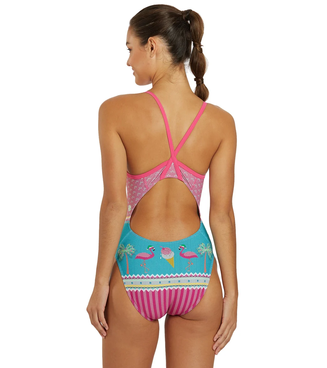 Sporti Granny Sweater Tropical Holiday Thin Strap One Piece Swimsuit - Image 8