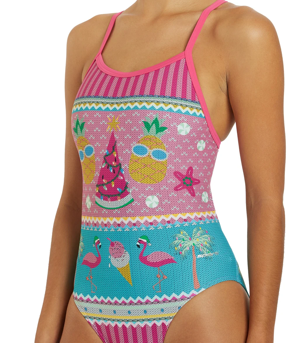 Sporti Granny Sweater Tropical Holiday Thin Strap One Piece Swimsuit - Image 9
