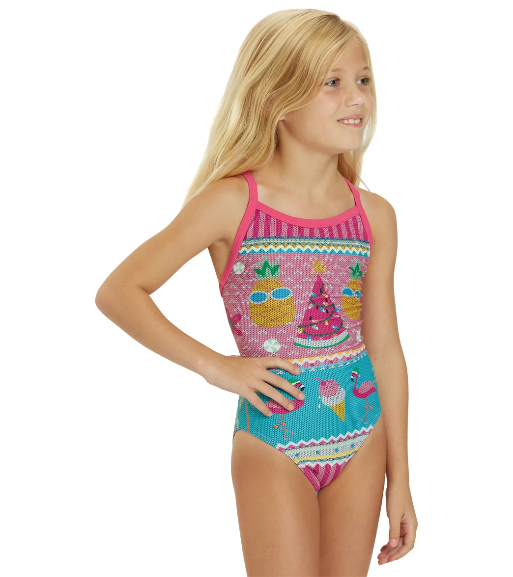 Sporti Granny Sweater Tropical Holiday Thin Strap One Piece Swimsuit Youth (22-28) - Image 6
