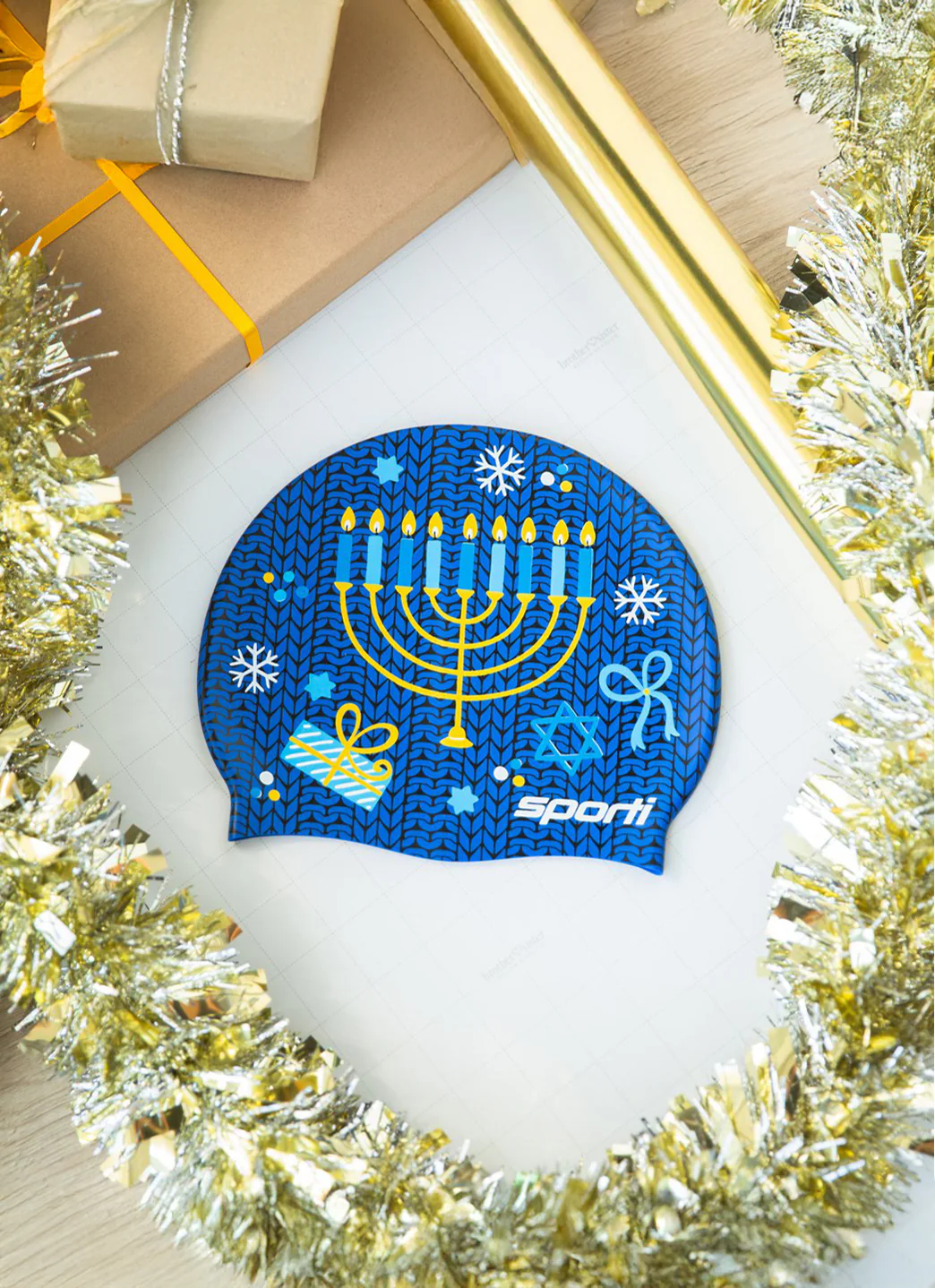 Sporti Hanukkah Silicone Swim Cap Jr. - Image 7