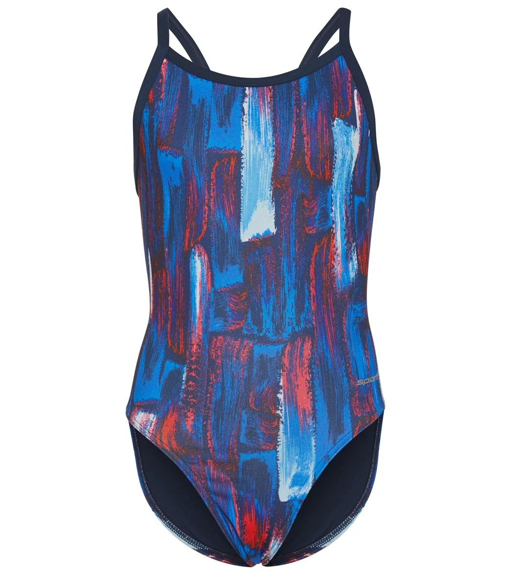 Sporti HydroLast Artsy Thin Strap One Piece Swimsuit Youth (22-28)