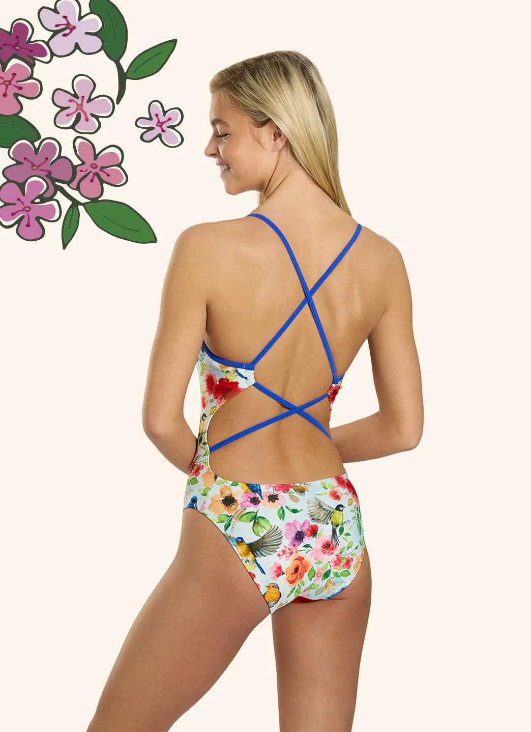 Sporti HydroLast Secret Garden Double Cross Back One Piece Swimsuit (26-40) - Image 4