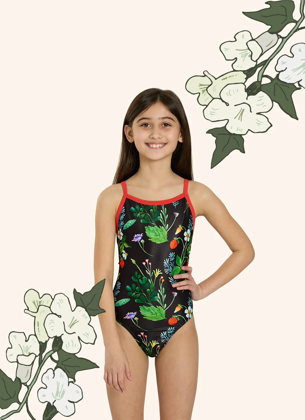 Sporti HydroLast Strawberry Fields Thin Strap One Piece Swimsuit Youth (22-28) - Image 5
