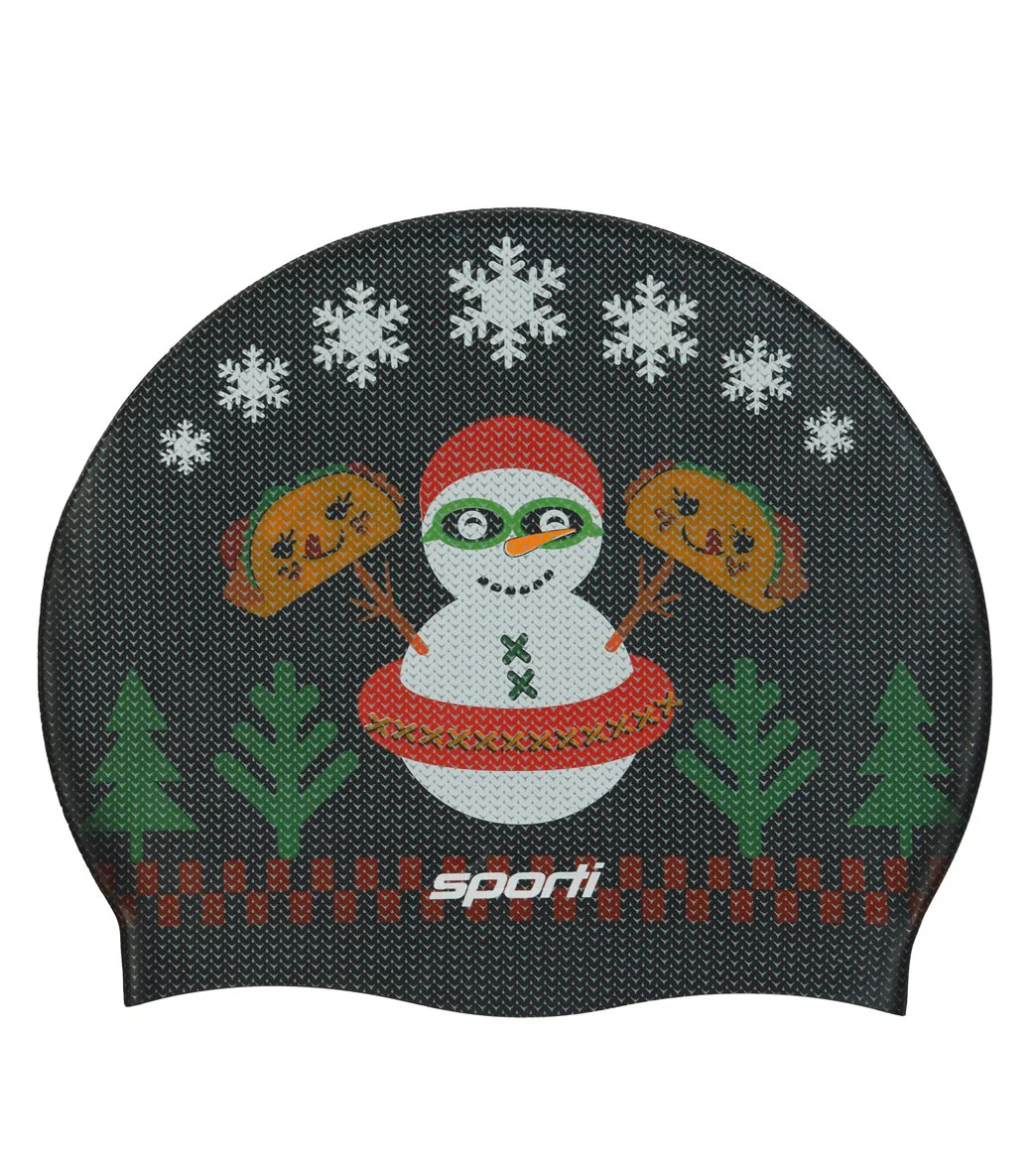 Sporti Limited Edition Granny Sweater Snowman Silicone Swim Cap Jr. - Image 4