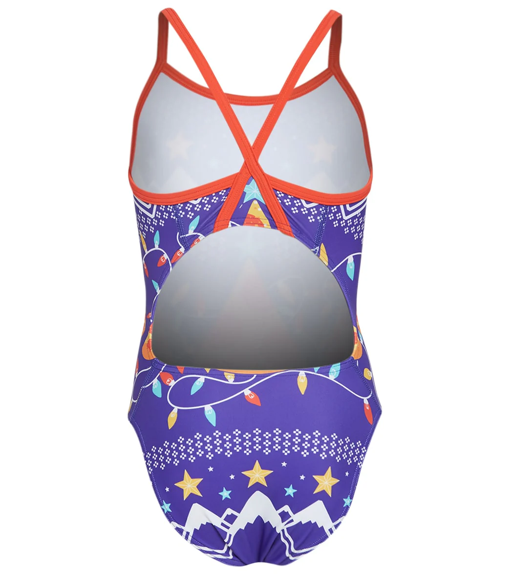 Sporti Limited Edition Ugly Sweater Pizza Tree Thin Strap One Piece Swimsuit Youth (22-28) - Image 2