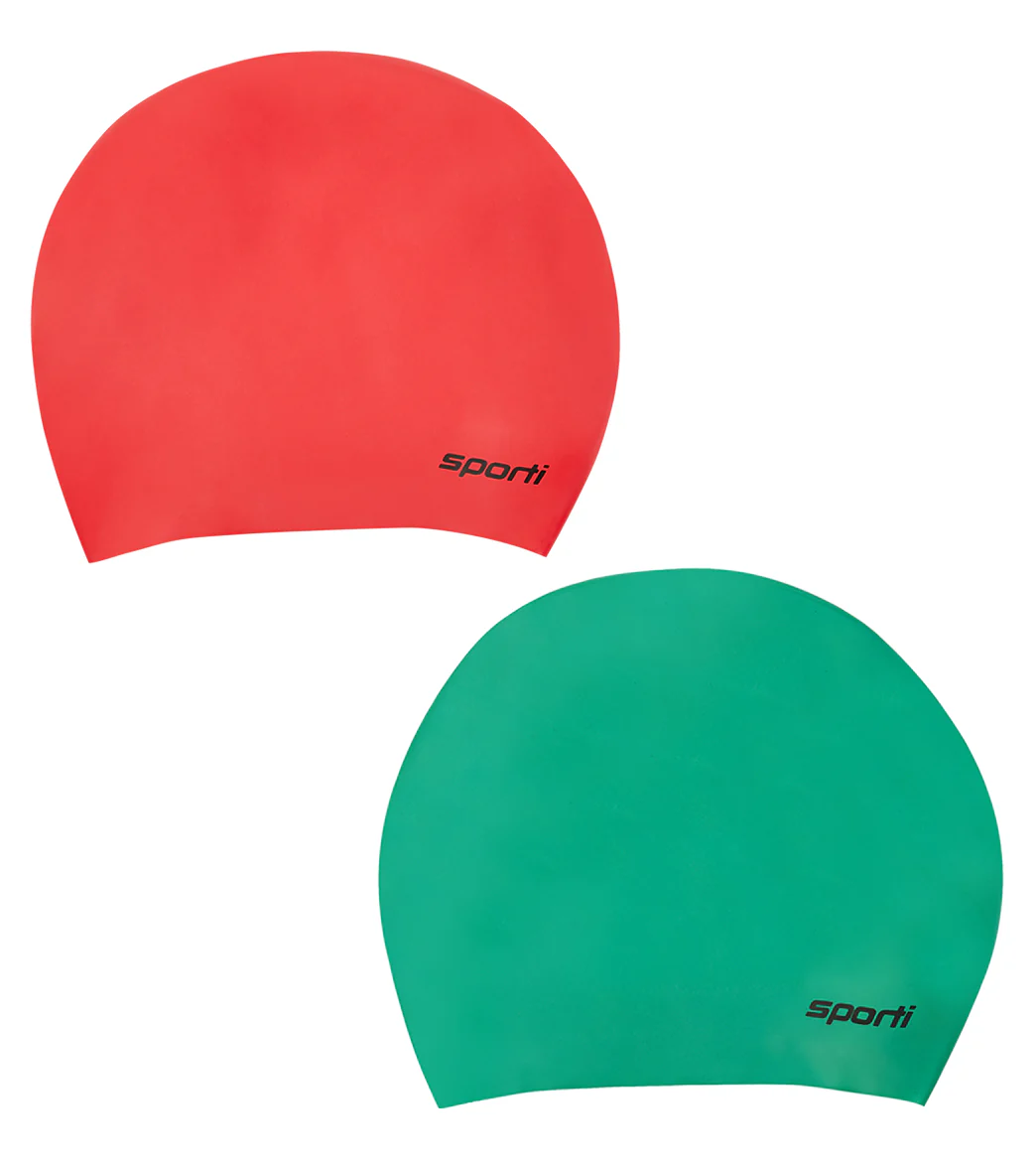 Sporti Long Hair Silicone Swim Cap Set of 2 - Image 9
