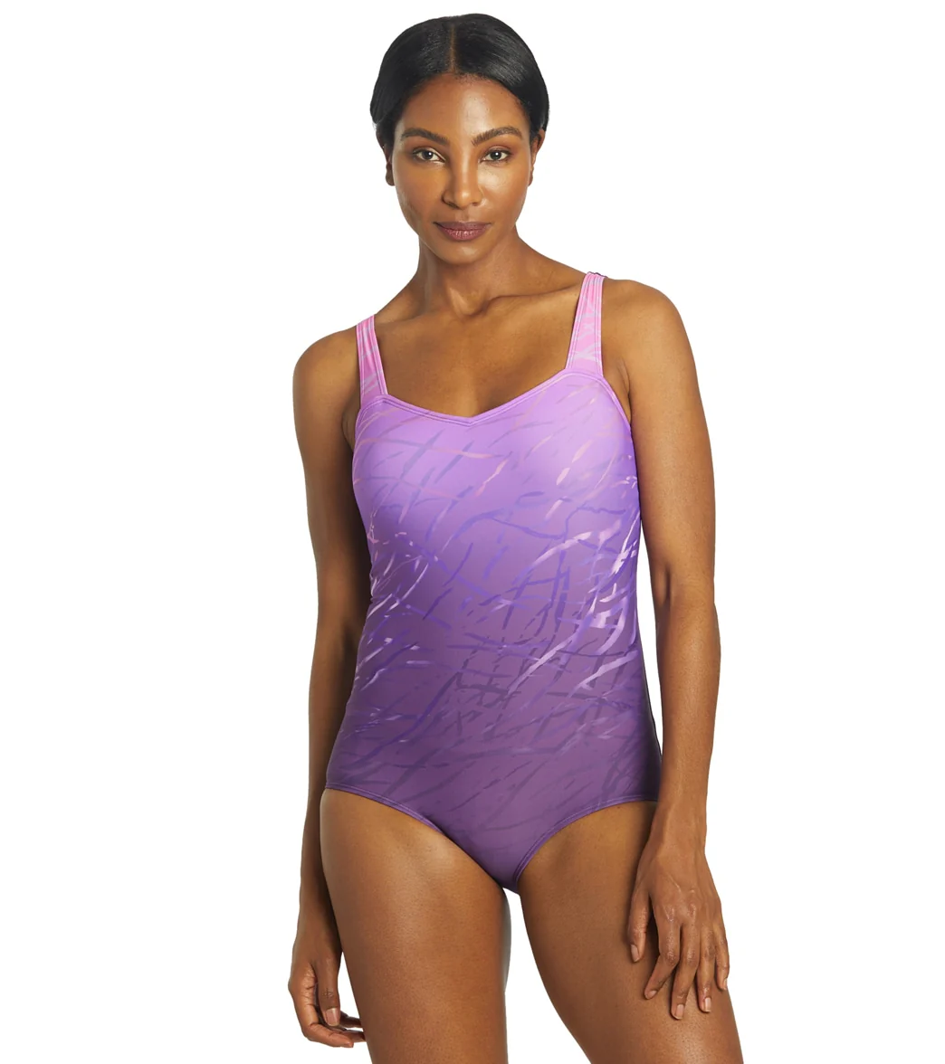 Sporti Moderate Printed Ombre Sweetheart One Piece Swimsuit - Image 8