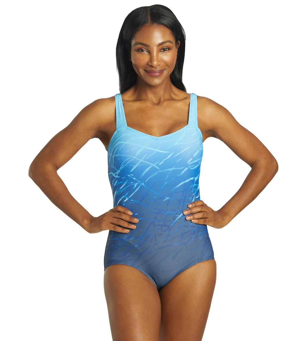Sporti Moderate Printed Ombre Sweetheart One Piece Swimsuit - Image 9