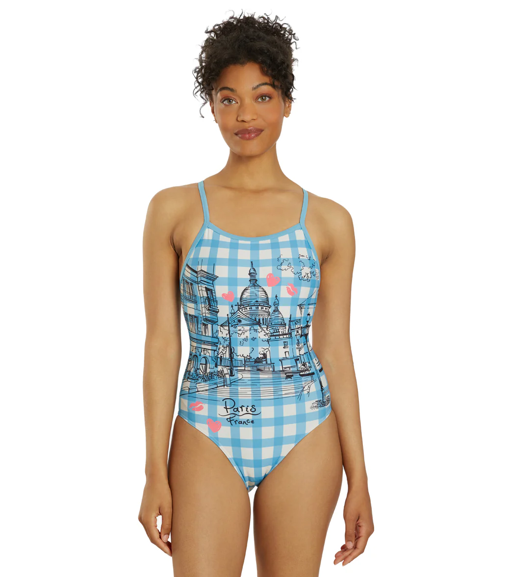 Sporti Paris Bistro Blues Thin Strap One Piece Swimsuit (22-44) - Image 2