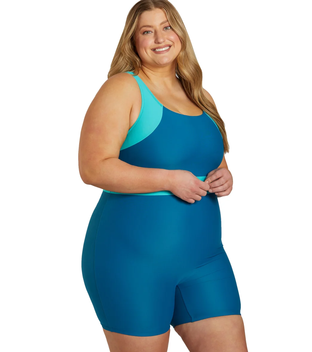 Sporti Plus Size Colorblock Unitard One Piece Swimsuit - Image 29