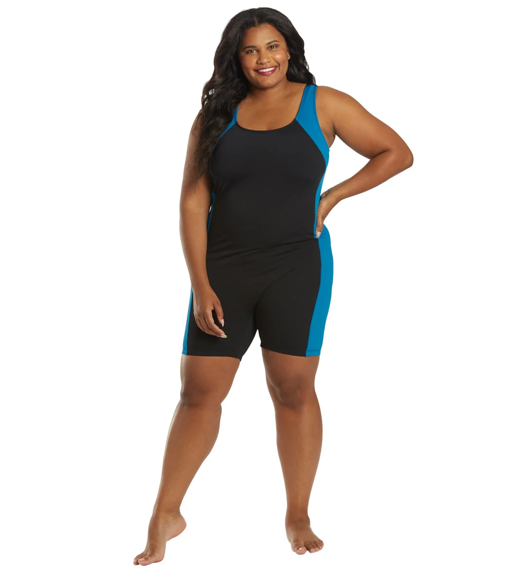 Sporti Plus Size HydroLast Chlorine Resistant Splice Scoop Back Unitard One Piece Swimsuit - Image 11