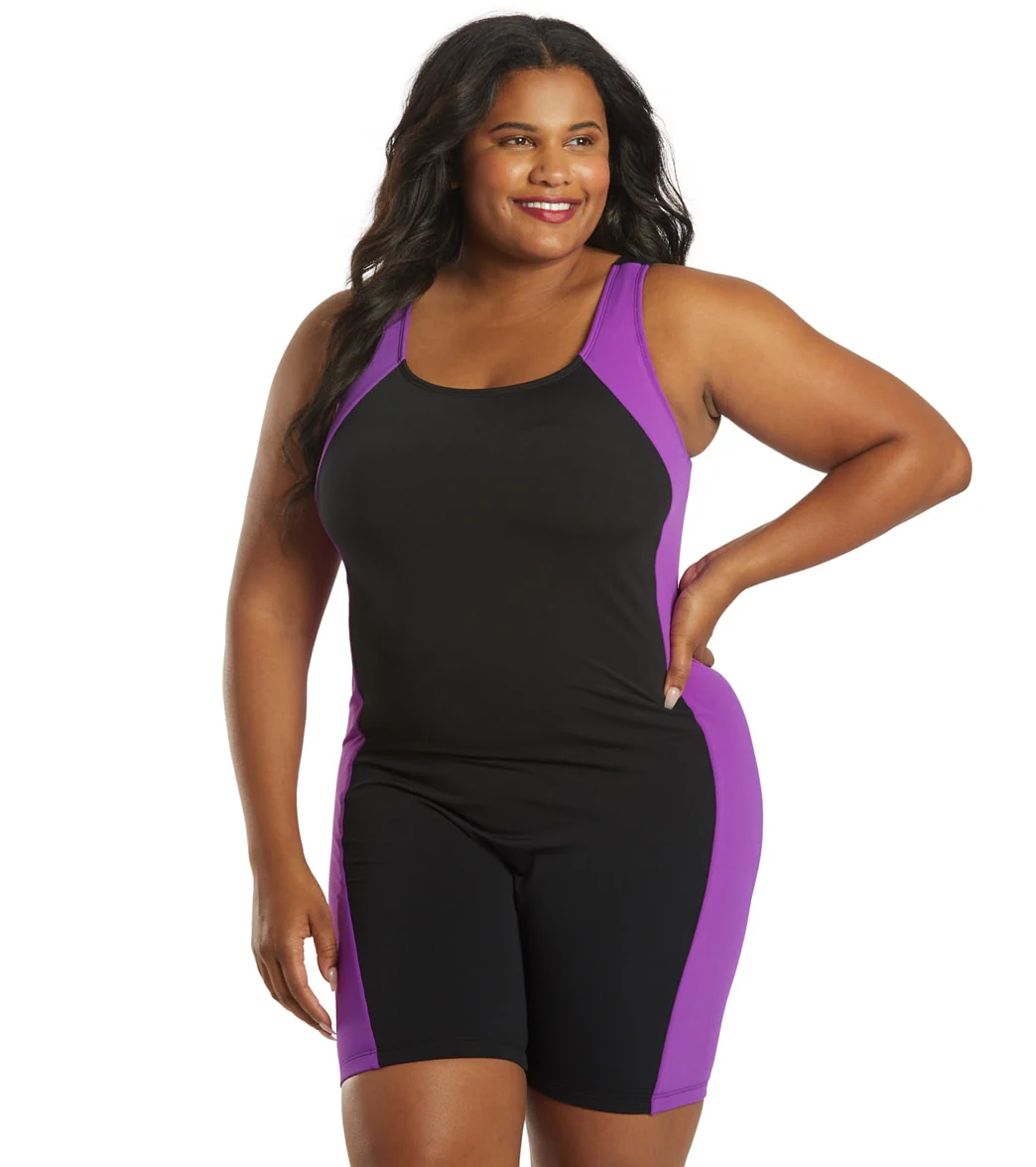 Sporti Plus Size HydroLast Chlorine Resistant Splice Scoop Back Unitard One Piece Swimsuit - Image 15