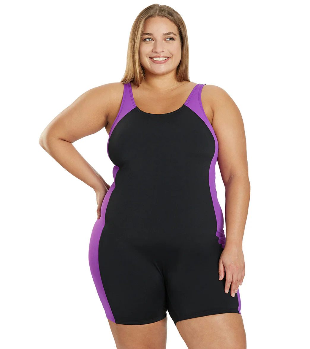 Sporti Plus Size HydroLast Chlorine Resistant Splice Scoop Back Unitard One Piece Swimsuit - Image 34