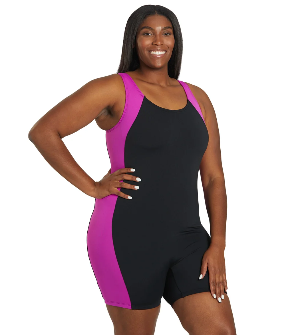Sporti Plus Size HydroLast Chlorine Resistant Splice Scoop Back Unitard One Piece Swimsuit - Image 41