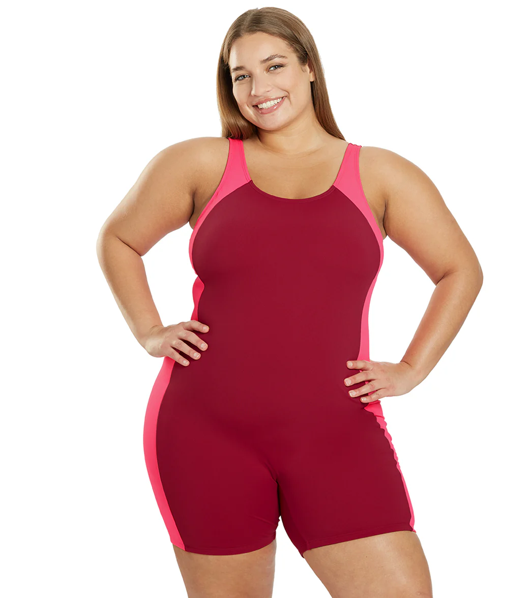Sporti Plus Size HydroLast Chlorine Resistant Splice Scoop Back Unitard One Piece Swimsuit - Image 46