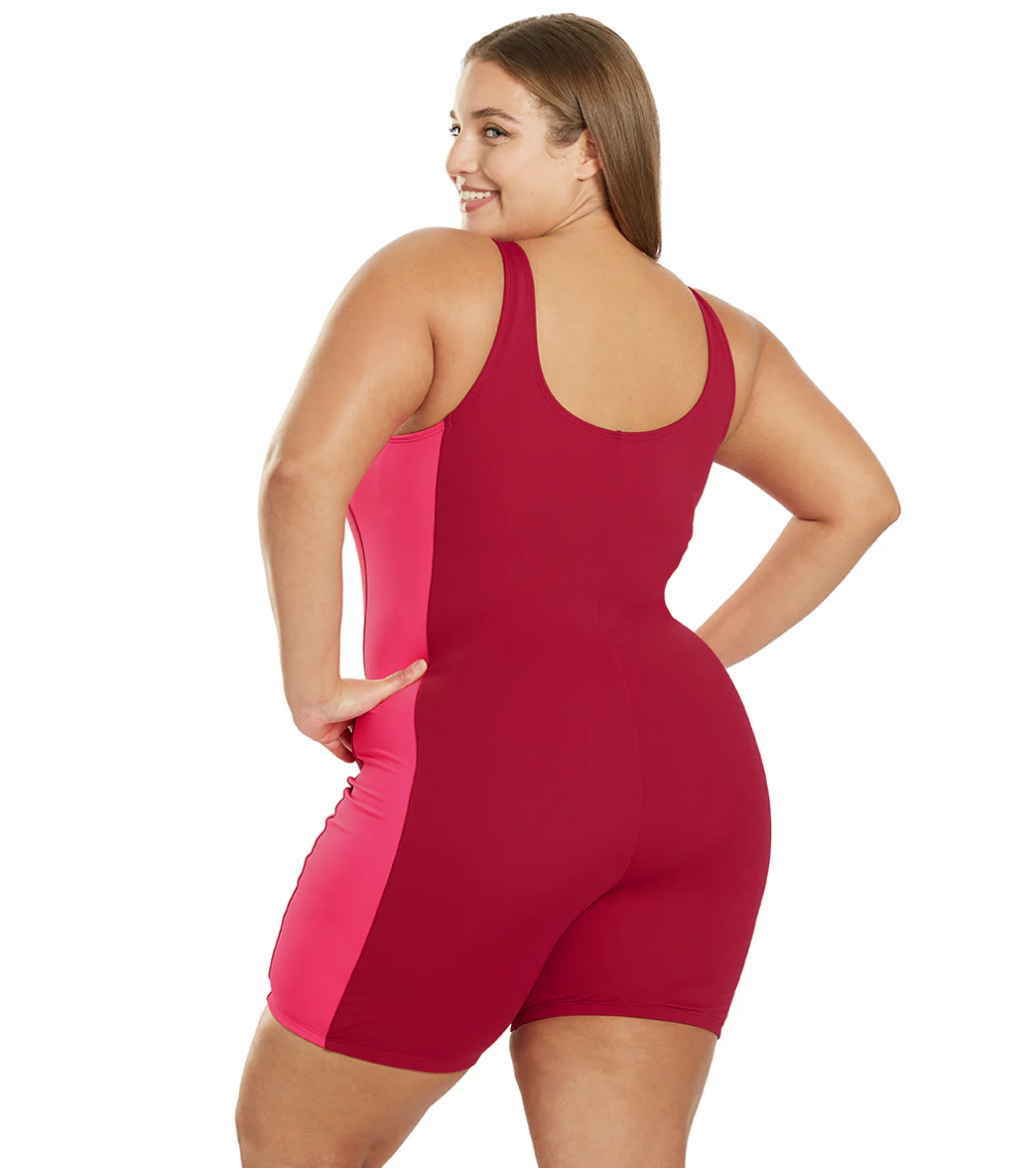 Sporti Plus Size HydroLast Chlorine Resistant Splice Scoop Back Unitard One Piece Swimsuit - Image 48