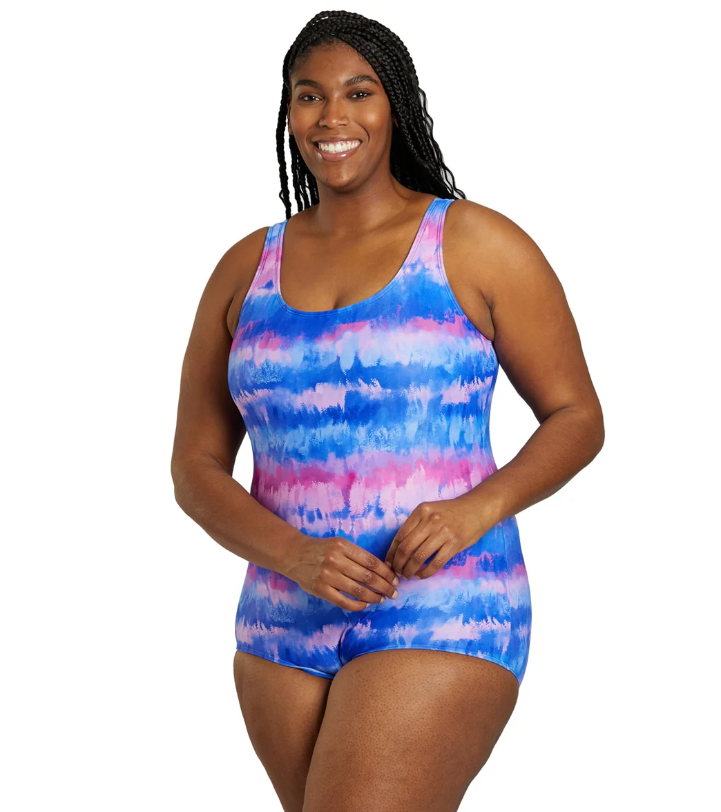 Sporti Plus Size HydroLast Malibu Sunrise Chlorine Resistant Conservative Scoop Back One Piece Swimsuit - Image 3