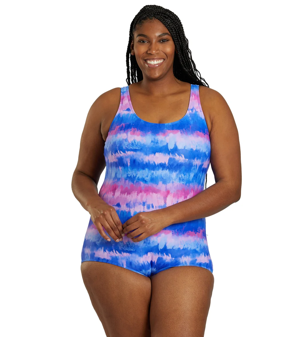 Sporti Plus Size HydroLast Malibu Sunrise Chlorine Resistant Conservative Scoop Back One Piece Swimsuit - Image 7
