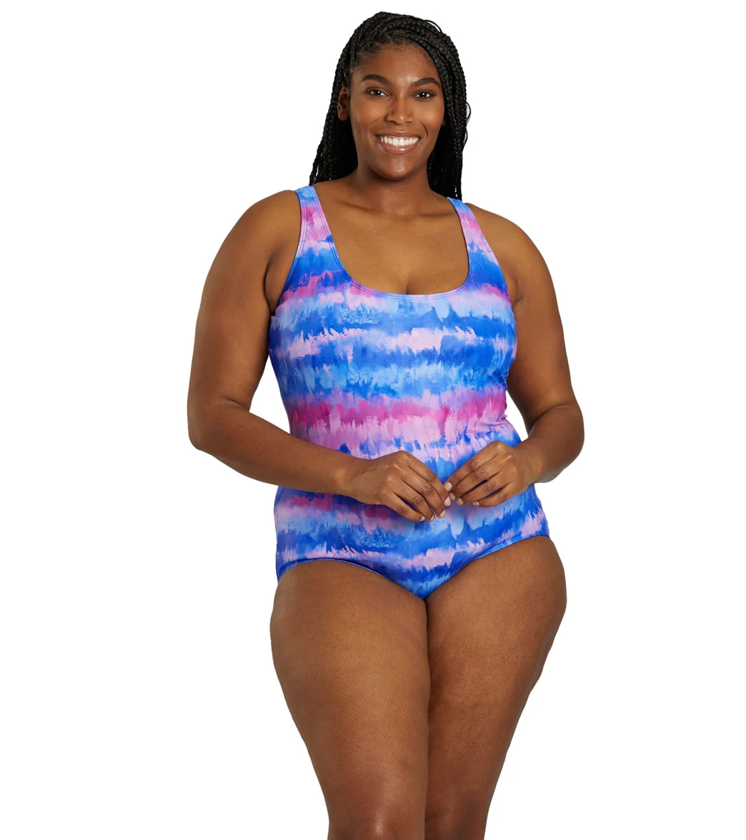 Sporti Plus Size HydroLast Malibu Sunrise Chlorine Resistant Moderate Scoop Back One Piece Swimsuit - Image 5