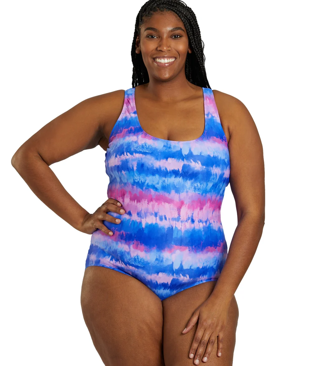 Sporti Plus Size HydroLast Malibu Sunrise Chlorine Resistant Moderate Scoop Back One Piece Swimsuit - Image 8
