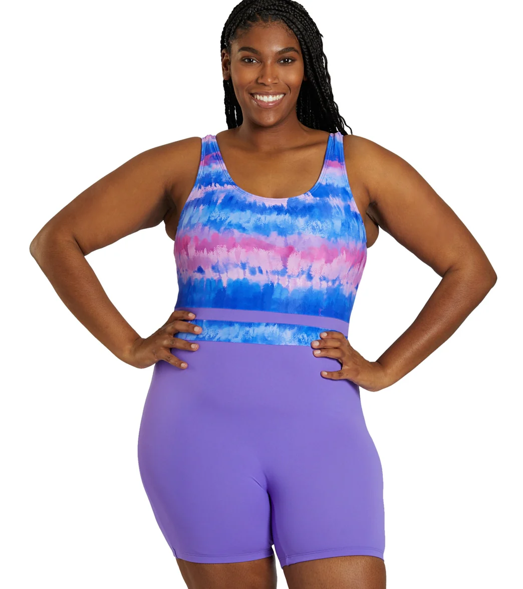 Sporti Plus Size HydroLast Malibu Sunrise Chlorine Resistant Scoop Back Unitard One Piece Swimsuit