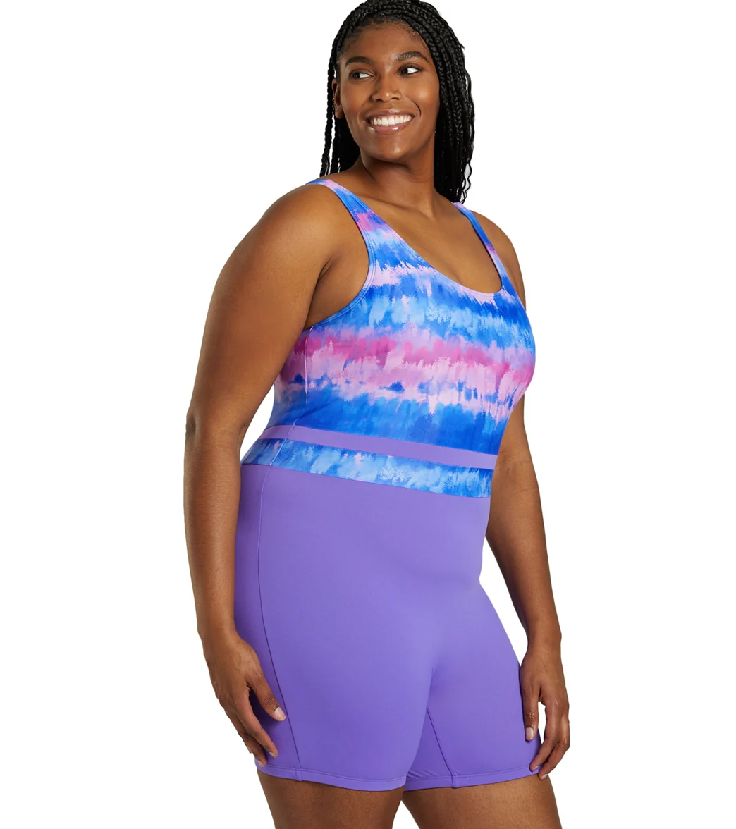 Sporti Plus Size HydroLast Malibu Sunrise Chlorine Resistant Scoop Back Unitard One Piece Swimsuit - Image 2